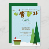 冬のClotheslineのベビーシャワーの招待 招待状 (正面/裏面)