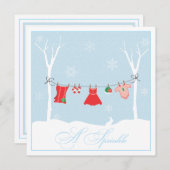 冬のClothesline |はシャワーの招待状を振りかけます 招待状 (正面/裏面)