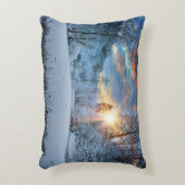 冬のforest湖上の日没 アクセントクッション (正面(垂直))