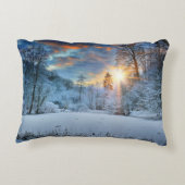 冬のforest湖上の日没 アクセントクッション (裏面)