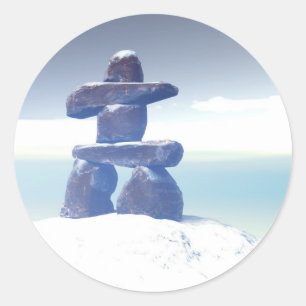 冬のinukshukのステッカー ラウンドシール