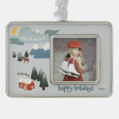 冬のJoy⎢のパーソナライズな写真のオーナメント シルバープレートフレームオーナメント (正面)