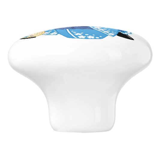 冬のKokeshiの人形-かわいく日本のな芸者女の子 セラミックノブ (側面)