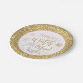 冬のONEderlandのピンクおよび金ゴールドの紙皿 ペーパープレート (アングル)