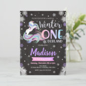 冬のONEderlandのユニコーンの第1誕生日の招待状 招待状 (スタンド正面)