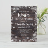 冬のONEderlandの招待状、素朴な第1誕生日 招待状 (スタンド正面)
