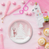 冬のOnederlandの最初誕生日のピンクの紙皿 ペーパープレート (パーティー)