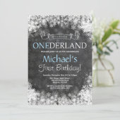 冬のOnederlandの男の子の第1誕生日の招待状 招待状 (スタンド正面)