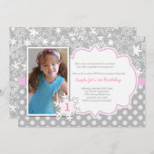 冬のONEderlandの第1誕生日の招待 招待状 (正面/裏面)