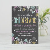 冬のOnederlandの誕生会の招待の女の子 招待状 (スタンド正面)