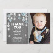 冬のONEderlandの誕生日のサンキューカードの男の子の青 サンキューカード (正面)