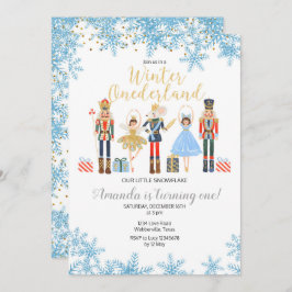 冬のONEderlandの雪の誕生日のくるみ割り 招待状