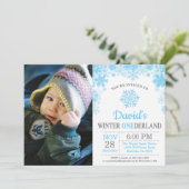 冬のOnederlandの雪片の警官の第1誕生日 招待状 (スタンド正面)