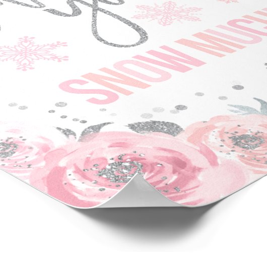 冬のONEderlandパーティーありがとう雪の多くのサイン ポスター (角)