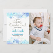 冬のONEderland招待状雪のシルバーフォト 招待状 (正面)