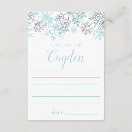 冬のOnederland時間カプセルメッセージブルーシルバー エンクロージャーカード (正面)