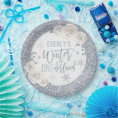 冬のONEderland白と銀のフローラデコール  ペーパープレート (パーティー)