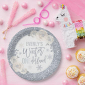 冬のONEderland白と銀のフローラデコール  ペーパープレート (パーティー)