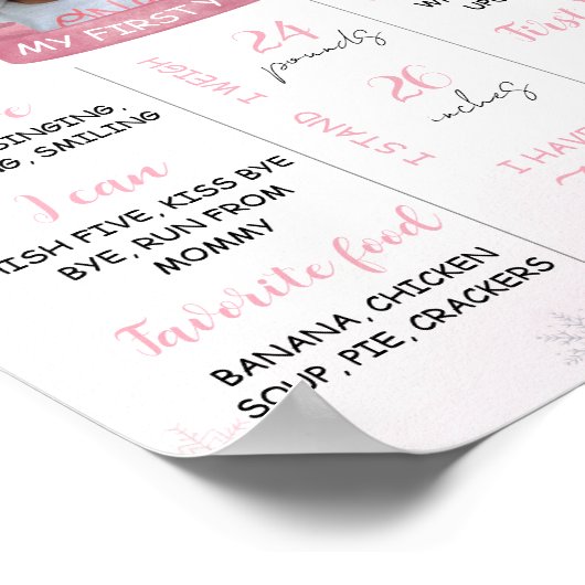 冬のOnederland 1st誕生日マイルストーンサイン ポスター (角)