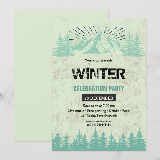 冬のParty招待状 招待状 (正面/裏面)