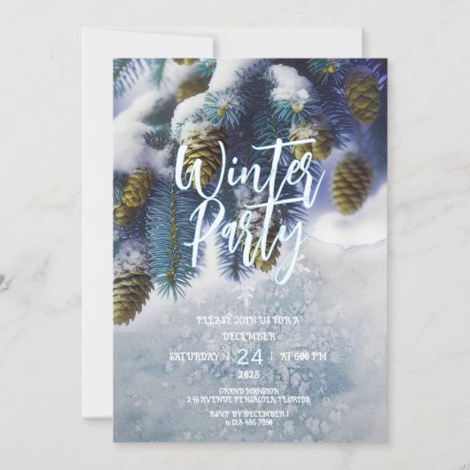 冬のParty招待状, 雪の慶祝 シーズンカード (正面)