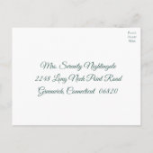 冬のRSVP鹿のフローラクリスマスレッ結婚ドズ インビテーションポストカード (裏面)