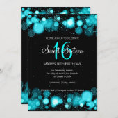 冬のSweet sixteen誕生パーティーターコイズ 招待状 (正面/裏面)