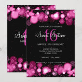 冬のSweet sixteen誕生パーティーピンク 招待状 (正面/裏面)