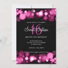 冬のSweet sixteen誕生パーティーピンク 招待状