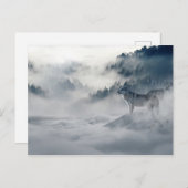 冬はがき中のオオカミ ポストカード (正面/裏面)