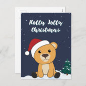 冬はカラフル陽気な動物がクマ シーズンポストカード (正面/裏面)