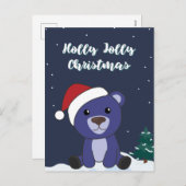 冬はカラフル陽気な動物がクマ シーズンポストカード (正面/裏面)