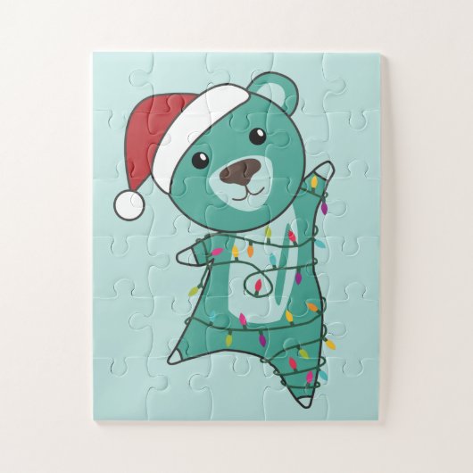 冬はカラフル陽気な動物がクマ ジグソーパズル (縦)