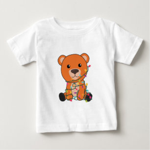 冬はカラフル陽気な動物がクマ ベビーTシャツ