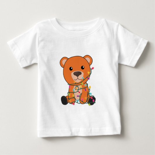 冬はカラフル陽気な動物がクマ ベビーTシャツ (正面)
