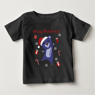 冬はカラフル陽気な動物がクマ ベビーTシャツ