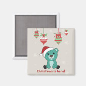 冬はカラフル陽気な動物がクマ マグネット (正面/裏面)