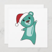 冬はカラフル陽気な動物がクマ 招待状 (正面/裏面)