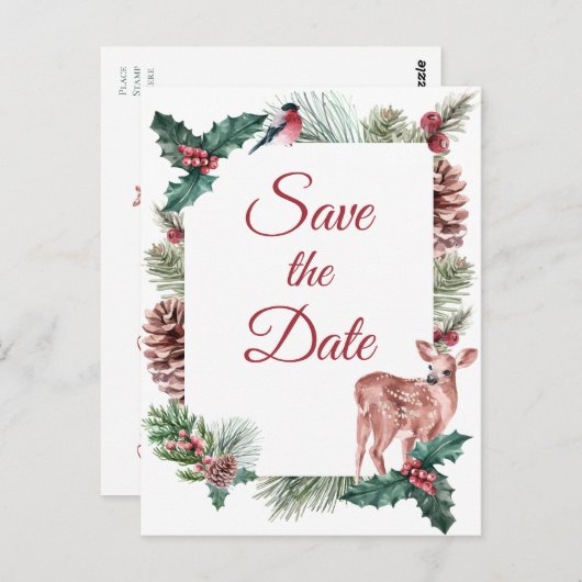 冬はクリスマスの婚約を結婚保存 ポストカード (正面/裏面)