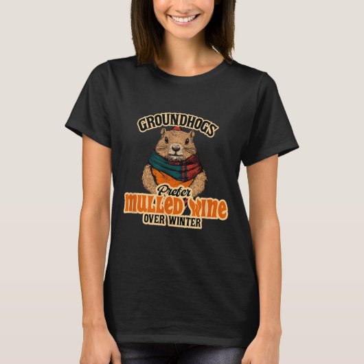 冬はグラウンドホッグよりミュールワイン Tシャツ (正面)