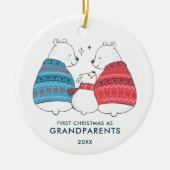 冬はパーソナライズされた祖父母として第一クリスマス セラミックオーナメント (正面)