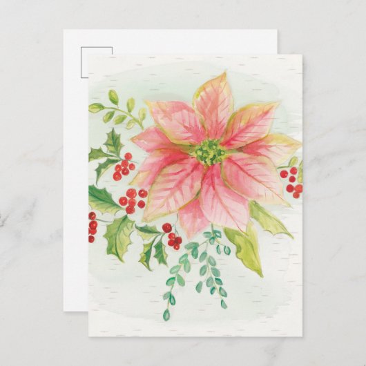 冬はピンクの咲くポインセチア|の咲きます ポストカード (正面/裏面)