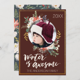 冬はフローラ素晴らしフォトホリデーカード 招待状