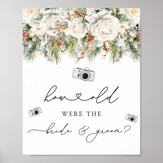 冬は何歳だった彼らのブライダルシャワーゲームサイン ポスター (正面)