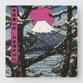 冬は寒いがハートは暖かい スクエア壁時計 (正面)