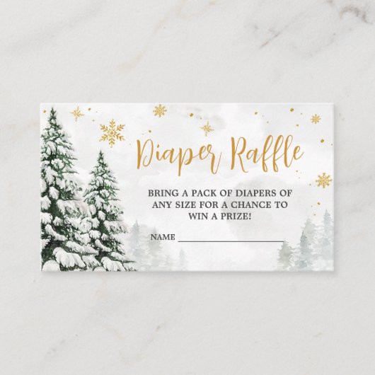 冬は寒い外の赤ちゃんシャワーおむつラッフル エンクロージャーカード (正面)