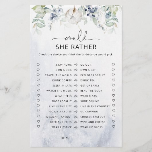 冬は彼女はむしろブライダルシャワーゲーム (正面)