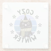 冬は心地よい、かわいいフクロウ ガラスコースター (裏面)