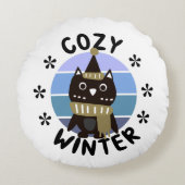 冬は心地よい、かわいいフクロウ ラウンドクッション (正面)