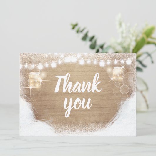 冬は感謝してい木素朴雪シャワー誕生日 サンキューカード (スタンド正面)